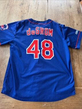 Mets deGROM #48 Blue and Red Baseball Jersey